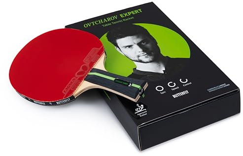 Raqueta Butterfly Ovtcharov Expert – Ideal para avanzados y Jugadores de competición, Gomas LAGNUS ITTF (2,0 mm), Madera Ofensiva de 5 Capas con empuñadura cóncava, para Golpes potentes.