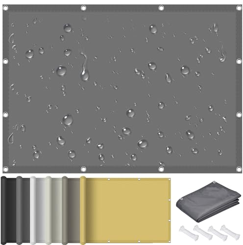 Sonnensegel Sonnenschutz Rechteckig 240 x 320 cm Segeltuch Pergola 95% UV Schutz Reißfestes Polyester-Gewebe für Pflanze Pergola Zaun Balkon Außen Hof, Hellgrau