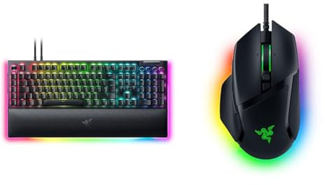 Razer BlackWidow V4 Pro (Green Switch) - Mechanische Gaming-Tastatur & Basilisk V3 - Kabelgebundene, anpassbare Gaming Maus