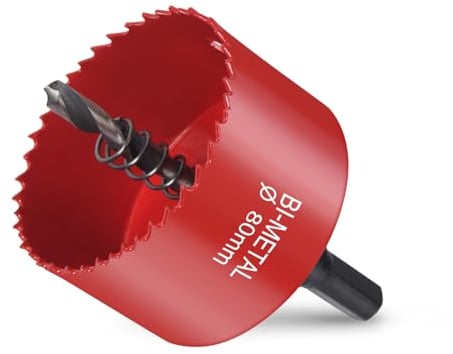 Flintronic Sierra de Corona Bimetálica de 80mm, Sierra de Corona 80mm Diámetro, Broca Perforadora para Madera y Metal, con Adaptador y Broca Piloto, para Aluminio, Aluminio, Hierro, Tubo de Plástico