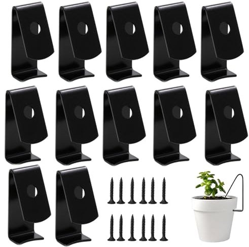 Supports Muraux Pour Pot De Fleurs, 12 Pièces Crochets De Suspension Pour Pots, Support De Jardinière Mural, Support Fleurs Crochet, Pour 5 - 8 Pouces Pot En Terre Cuite Pot De Fleurs (Noir)