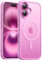JETech Cover Magnetica per iPhone 16 6,1 Pollici Compatibile con MagSafe, Traslucido Opaco Retro Sottile Antiurto Cellulare Custodia (Rosa)