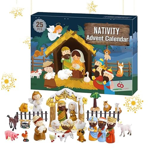 Christliche Krippe Adventskalender, Countdown bis Weihnachtskalender, Weihnachten Adventskalender mit Krippe, Kinder Adventskalender Weihnachten 2024, Christlicher Adventskalender für Kinder