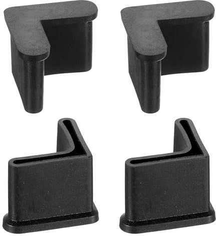 sourcing map 4 Pcs 1 x 1 Rubber Foot Pads Covers, L Shaped Furniture Angle Pads Leg Caps End Covers Floor Protector Anti-Slip Angle Iron for Shelving, Black