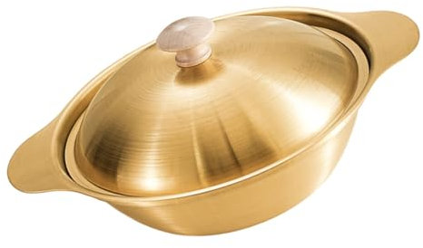 Ciieeo Olla Wok de Acero Inoxidable con Doble Asa para Cocinar en Casa Y Comidas Familiares