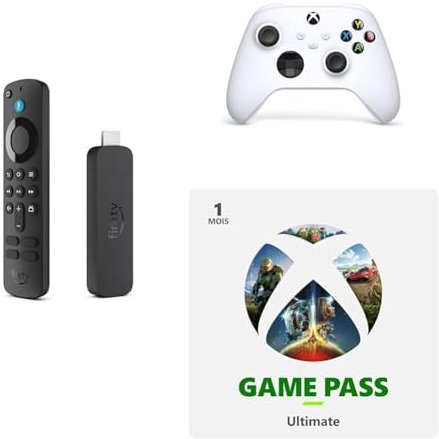 Xbox Manette sans Fil - Robot White + 1 Mois Game Pass Ultimate + Amazon Fire TV Stick 4K