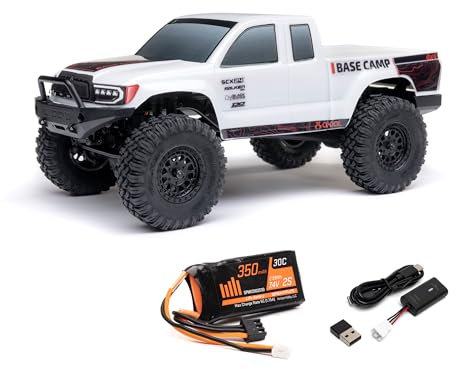 Axial Camion RC 1/24 SCX24 Base Camp 4x4 Rock Crawler Brossé RTR (Tout Le nécessaire pour Courir est Inclus) – Blanc, AXI-1219T1