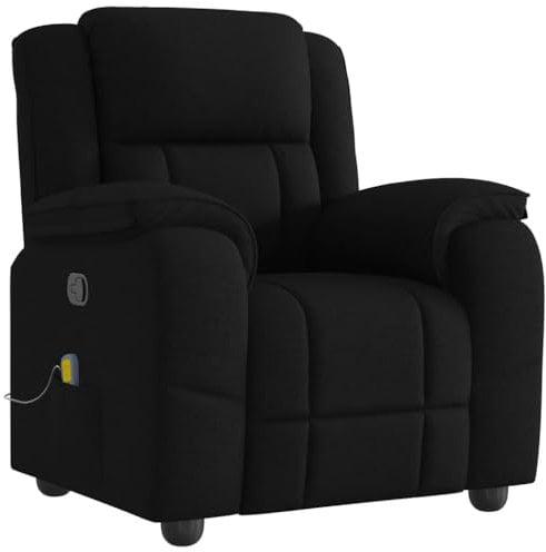 vidaXL Massagesessel Schwarz Stoff, Massage TV-Sessel, Sessel mit Massagefunktion, Fernsehsessel, Massage Fernsehsessel, TV-Sessel, Sessel, Ruhesessel