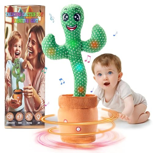 Ucikik Tanzender sprechender Kaktus Spielzeug für Babys, Kleinkinder, singender Kaktus mit 120 Liedern + Tanzen + Aufnahme + LED, Nachahmung von Kaktusspielzeug, Geschenk für 0–6, 6–12 Monate, Babys,