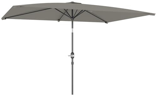 Outsunny 3x2m Patio Parasol Garden Umbrellas Canopy with Aluminium Tilt Crank Rectangular Sun Shade Steel, Light Grey