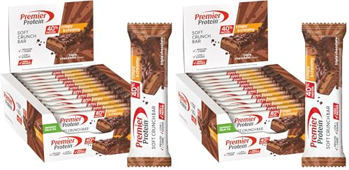 Premier Protein Soft Crunch Bar 40% Protein Triple Chocolate 12x40g - Hoher Proteingehalt + Low Sugar + Palmölfrei (Packung mit 2)