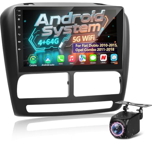 [4G+64G] Android Autoradio per Fiat Doblo 2010-2015/Opel Combo 2011-2018 con Wireless Carplay & Android Auto, Schermo Touch IPS 9 pollici con GPS, WiFi, 32EQ, Bluetooth 5.0, Radio FM/RDS