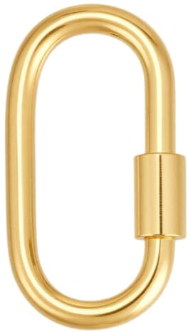 CRAFTYMELODY 925 Sterling Silver Screw Locking Carabiners Gold Oval Carabiner Link Lock Jump Ring Secure Clasp with 1Pc Polishing Cloth for Keychain Bracelets Necklaces Jewelry Making DIY Crafts