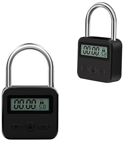 Cadenas Électronique Minuteur 8 x 2 x 4,5 cm, Verrouillage Intelligent avec Écran LCD, Cadenas à Temps USB Rechargeable pour Contrôle d'Habitudes, Coffres, Tiroirs, Usage Quotidien (Noir)