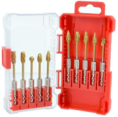 Juego De Fresas De Carburo - 10 Piezas Fresas Abrasivas De Tungsteno | Brocas Rotativas De Carburo Con Vástago De 6.35 Mm Para Desbastar Metal Madera Tallar Grabar Pulir Taladrar