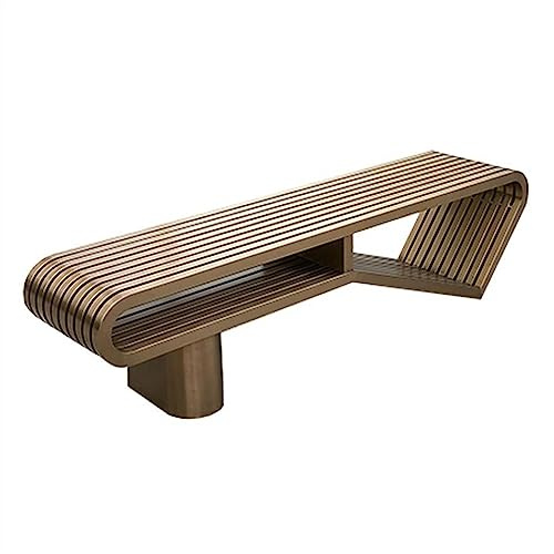 Dh2yjnbf3 Garten Gartenbank, Gartenbank aus Edelstahl ohne Rückenlehne, 70,8 Zoll lang x 17,7 Zoll breit x 17,7 Zoll hoch Sitzbank