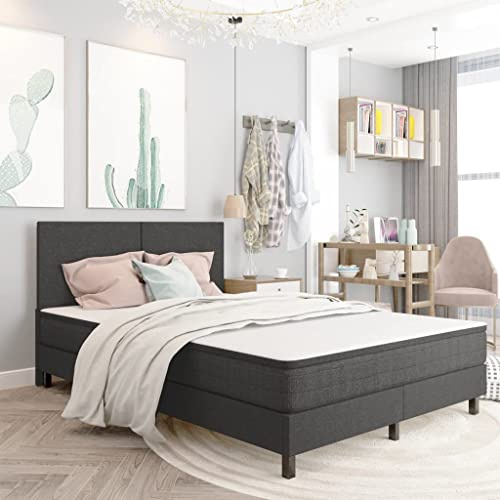 Teenpull Boxspring-Bettgestell Grau Stoff 180x200 cm, Robustes Polster-Untergestell aus Metall und MDF, Stabiler Schlafzimmer-Bettrahmen für Matratzen, Elegantes Design Schlafmöbel