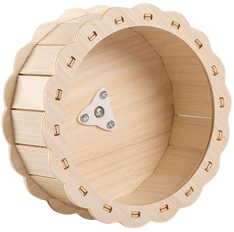 HIAKDOFT Holz Laufrad für Kleine Haustiere Hamster Eichhörnchen Geräuschloses Laufradspielzeug 13cm ohne Ständer Kleintierspielzeug zum Training und Bewegung