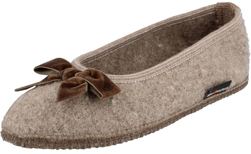 HAFLINGER Damen Hausschuh Slipper Ballerina mit Samt Schleife Fiocco 623322
