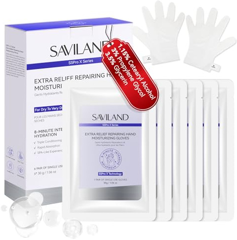SAVILAND 6 pares de máscaras de mano: máscara de mano para manos muy secas