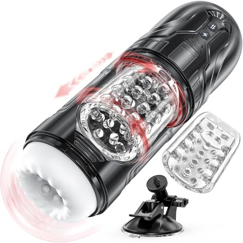 HIVEFUN Masturbador Masculino, 7x7 Modos, Turbo con un Clic, Juguete Sexual | Empuje & Rotación, Doble Motor & Potente Ventosa, Revestimiento TPE 3D, Masturbador Hombre, Juguete Erótico Hombre