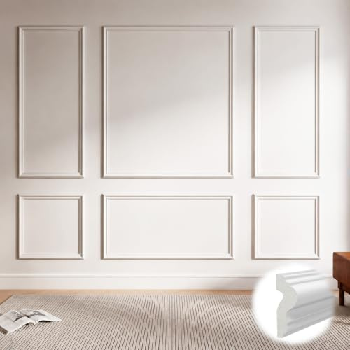 Umisu 6pcs Pre-Cut Wall Molding Set, Ready to Assemble Wall Panelling Kits, Elegant Wainscoting Panels for Wall Decor Bedroom Living Room Door Molding Trim Set