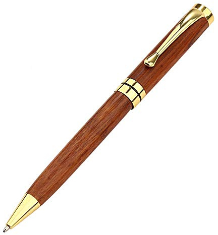 Cocoarm Leichter und Eleganter Kugelschreiber aus Holz, Tolle Idee für Schule, Büro, Geschäft, Reibungsloses Schreiberlebnis, Einziehbare Tintenroller mit Drehfunktion (Golden)