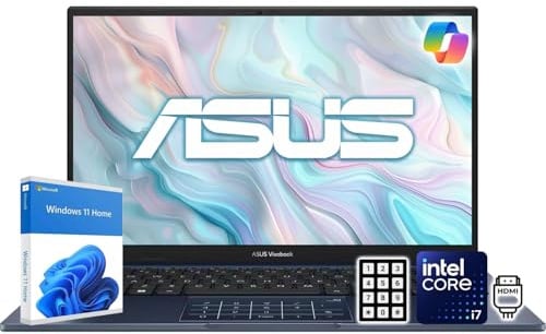 ASUS Notebook Vivobook 14 FHD | Processore Intel Core i7 | Windows 11 potenziato dall'intelligenza artificiale | RAM DDR4 da 16 GB | 1,5 TB di memoria (SSD PCIe da 1 TB + 500 GB esterni) | Tastiera