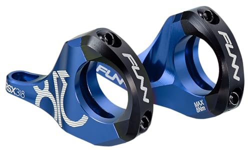 Funn RSX Mountainbike Direktmontage Vorbau mit 31,8 mm Lenkerklemmung, 2-teiliges leichtes Split-Design für Dual Crown Gabeln, verstellbare Verlängerung von 45-50 mm mit 30 mm Anstieg (Blau)