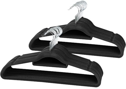 Yaheetech 100 Unidades Perchas de Terciopelo con Tie Bar para Trajes de Terciopelo Percha Antideslizante Gancho Giratorio 360º Ahorra Espacio Perchas Finas para Pantalón Camisa Falda