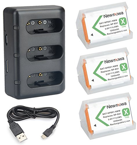 Newmowa Ersatz Akku NP-BX1 (3er Pack) und tragbar USB Ladegerät Kit für Sony NP-BX1 / M8 und Sony DSC-RX100, DSC-RX100 II, DSC-RX100M II, DSC-RX100 III