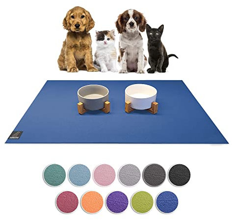 SanoZoo® Napfunterlage - Öko-TEX - Made in Germany - rutschfeste Futtermatte für Hunde & Katzen 60x90cm Blau, wasserfest