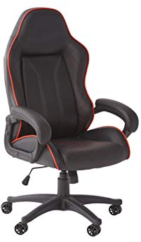 X-Rocker Maelstrom Gaming Chair, Computer Chair with Curved Ergonomic Backrest, Height Adjustable Gaming with Swivel Seat for Office Home Working, Armrests, Faux Leather, Bucket Seat - BLACK