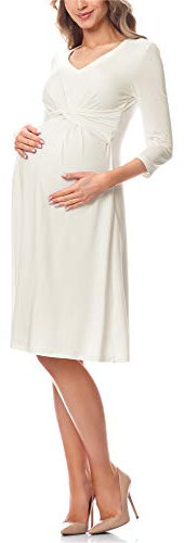 Be Mammy Robe Prémaman Grossesse Maternité BE20-222(Ecru, L)