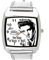 TAPORT® Armbanduhr Analog Quarz mit Echtleder Band Silber Quadrat für Fan von Elvis Presley