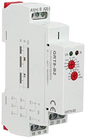Nikou Mini relé de tiempo, retardo de apagado Relé de tiempo de función única, GRT8-B2 Mini control de función única Relé de tiempo de riel DIN AC230 (tamaño : AC/DC 12V-240V)