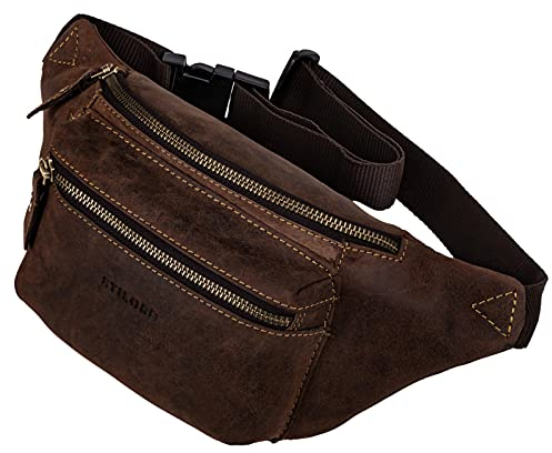 STILORD 'Portland' Gürteltasche Leder Vintage Bauchtasche Hüfttasche oder Brusttasche für Kamera Jogging Reise Festival Sport Echtleder, Farbe:Novello - braun
