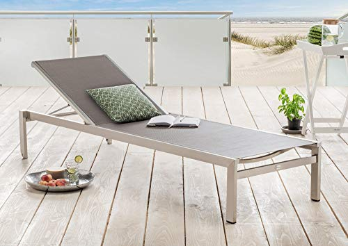 Beauty.Scouts Outdoor Collar Edition DEST Rollliege Axel, 210 x 65 x 35 cm, Edelstahl/Textilene Taupe, Sonnenliege, Gartenliege, Garten, Gartensonnenliege, Balkonliege