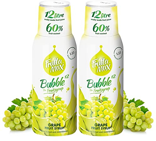 Sirop FruttaMax Raisin | Moins de sucre | 60% de concentré de fruits réels | Compatible avec machine à soda 2 x 500 ml