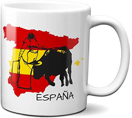 Planetacase Taza España Torero - Taza Toros Souvenir España Recuerdo Corrida Ceramica 330 mL