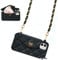 UnnFiko Wallet Case Compatible with iPhone 12 Mini, Cute Light Luxury Bag Design, Purse Flip Card Pouch Cover Soft Silicone Case with Handstrap Long Shoulder Strap (Black, iPhone 12 Mini)
