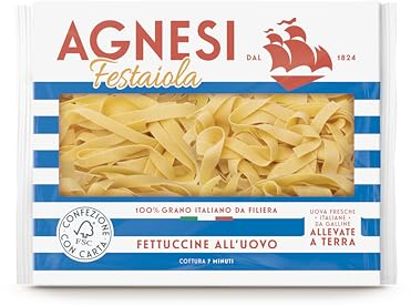 Agnesi Fettuccine all’Uovo - Pasta all’Uovo Festaiola, Confezione in Carta FSC, 250 Grammi