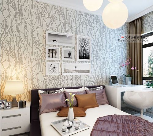 MEAIHOME Modern Fashion Abstract Curve Striped Line Pattern Non-Woven Living Room Bedroom TV Background Non-Pasted Wallpaper Roll Silver Gray 1.73' W x 32.8' L