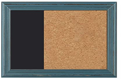 LIU- Korktafel Magnettafel Kombination Bulletin Board Wandmontierte Memo Vision Board Task Organizer Retro-Rahmen Für Home School Office (Color : Blue, Size : 40x60cm)