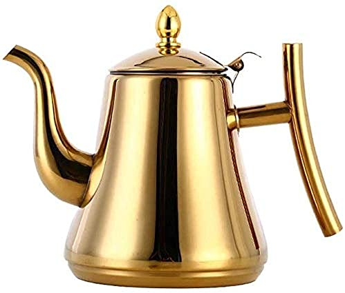Teiera retrò, Spessa caffettiera per Hotel in Acciaio Inossidabile, teiera da Esterno per Ristorante e Home Office (Colore: Oro, Dimensioni: 1,5 l)-Gold||1l