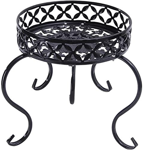 Youning Blumenständer Metall Pflanzenständer Retro Stil Blumentopf Ständer Blumentopfhalter aus Schmiedeeisen, Eisen Hocker Blumenhocker Topfgestell für Innen und Außenbereiche (Schwarz)