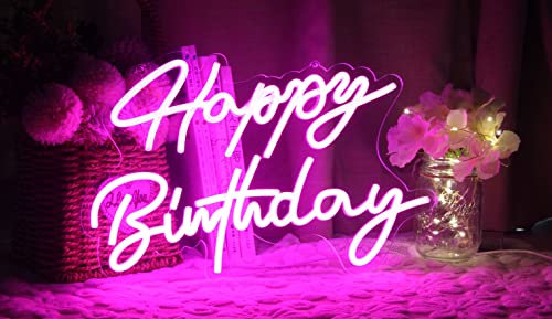 Happy Birthday Neon-Schild Geburtstagsparty Beleuchtung Schild Kann Wiederverwendet Werden LED-Licht Wand Dekoration Home USB-Stromversorgung Helligkeit Einstellbar