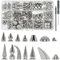 150 Sets Punk Spikes und Nieten, 13 Form Kegel Spikes Leder Nieten Gothic Schraube Back Nieten mit Installationswerkzeugen für DIY Halskette Jacke Weste Schuhe Stiefel Gürtel Taschen Leder Handwerk