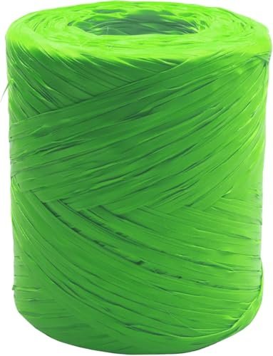 Bast auf einer Rolle, synthetisches Bast, 220 yard, Papierband, natürliches Basteln, für Geschenke, Weihnachtsblumensträuße, Dekorationen, 200 m (Grün)