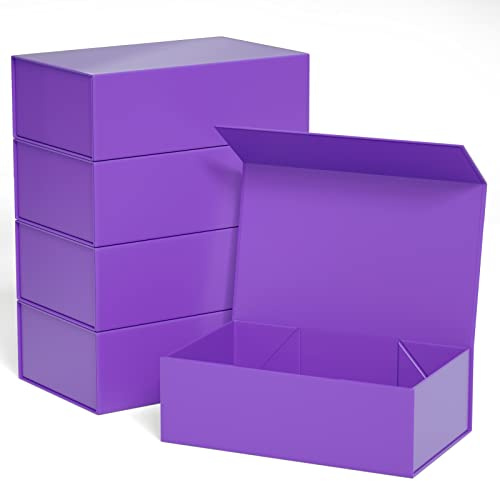 Violette Geschenkboxen 30.5x15.2x10.2 cm mit Magnetverschlussdeckel, Geschenkboxen für Geschenke, luxuriös für Geschenkverpackung, magnetische Geschenkbox zum Verpacken von Geschenken (Violett/5 PCS)